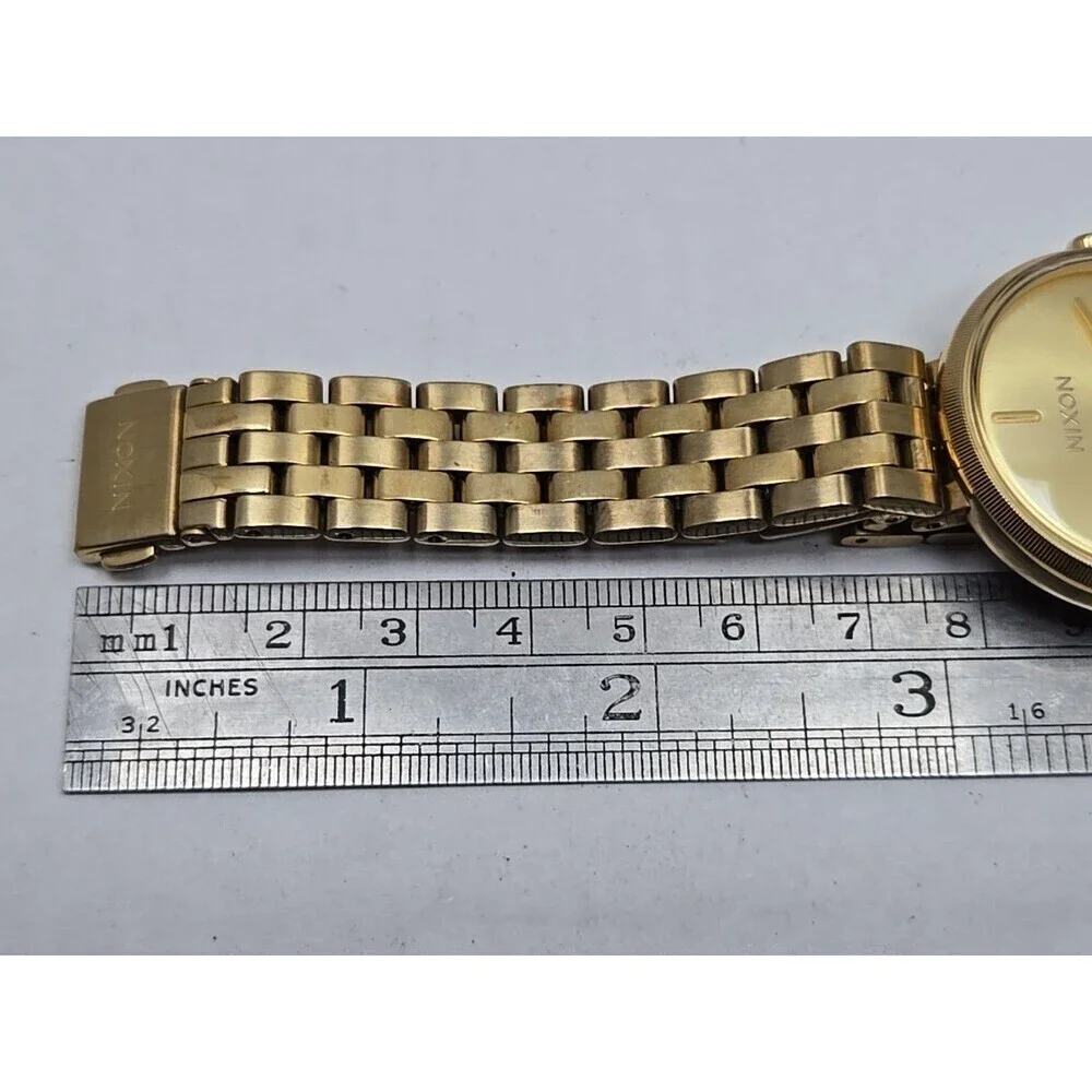 Nixon The Vix Rose All Day Gold Tone Womens Watch 35mm New Battery Size Small